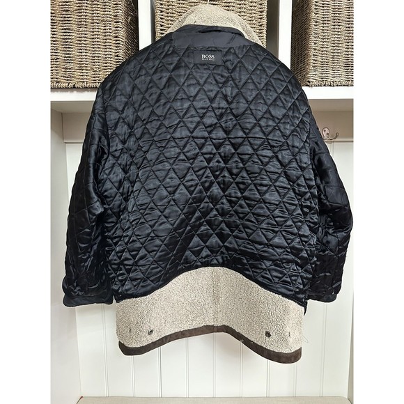 HUGO BOSS Vintage Bomber Jacket Mens 40R Brown Black - Picture 11 of 11